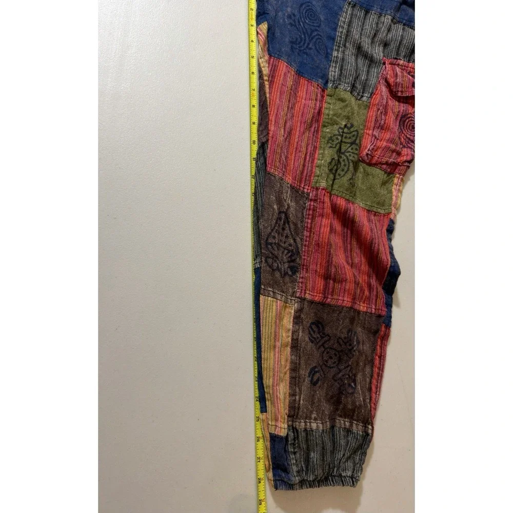 The Little Bazaar Nepal 100% Cotton Patchwork Cargo Pants Boho Size S/m - Picture 7 of 16